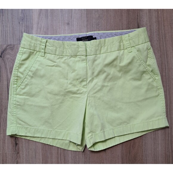 J Crew Women's Chino Neon Green Shorts 100% Cotton Preppy Colorful Size 8 - Picture 1 of 7